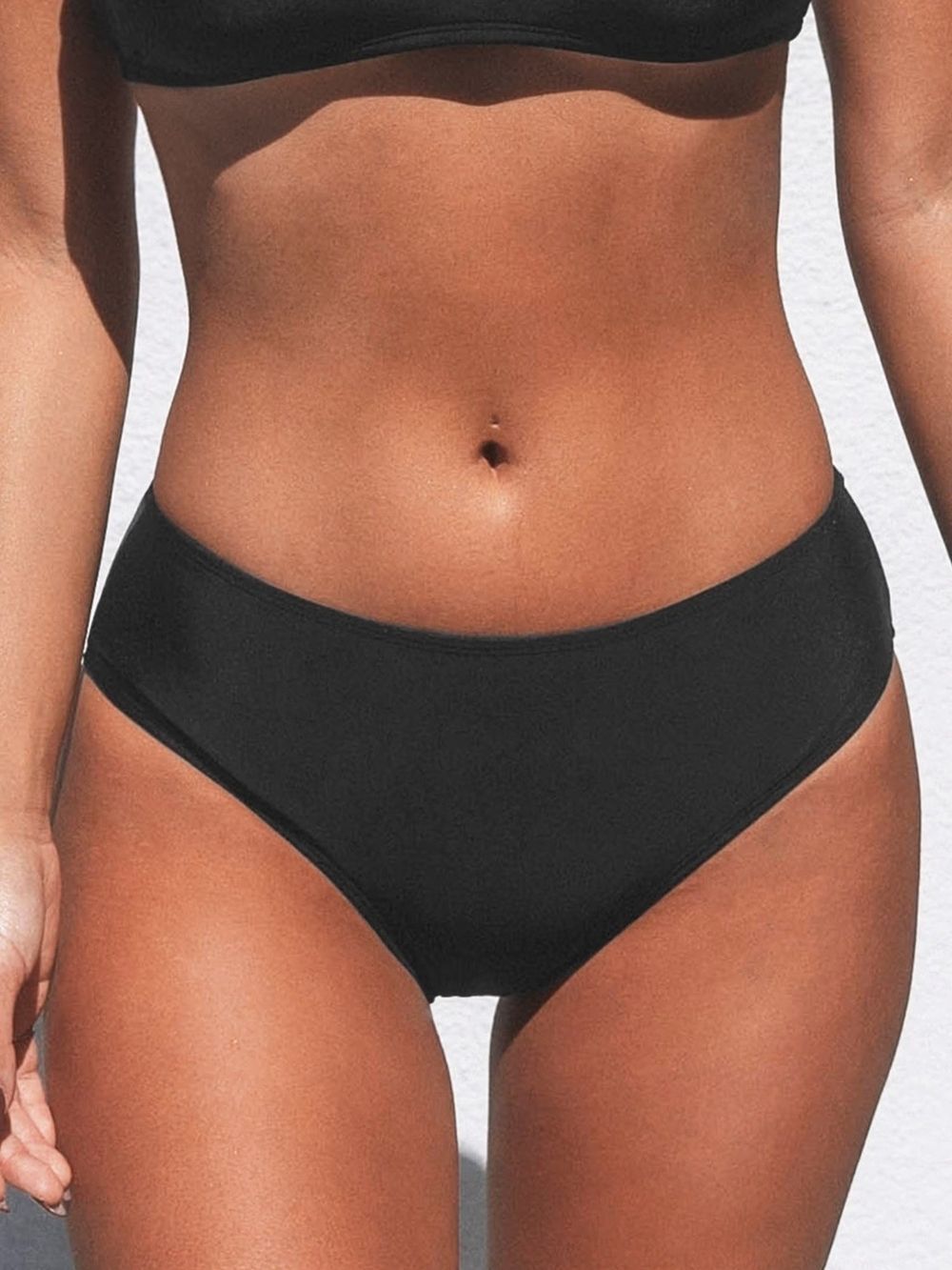 Cupshe XL Keep It Cool Black Mid Rise Classic Hipster Bikini Bottom